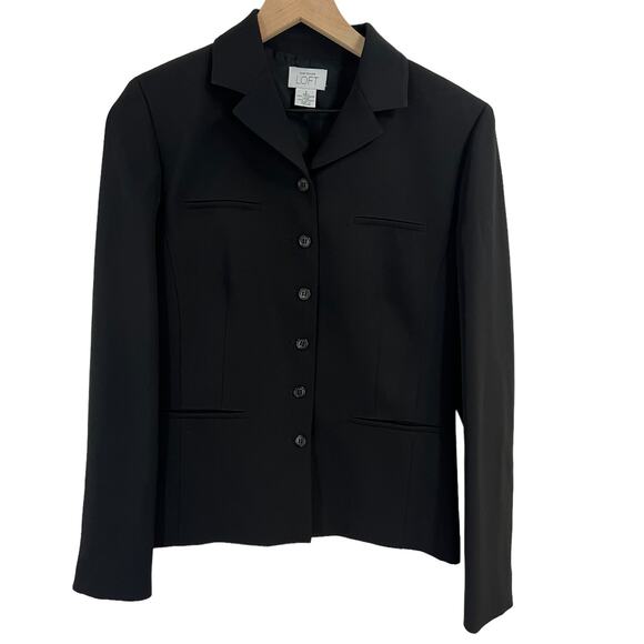 ANN TAYLOR LOFT Black Button Down Blazer SZ 2 - Picture 1 of 10